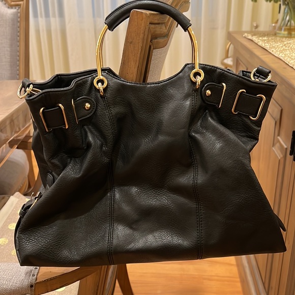 JustFab - Black Top Handle/Messenger Bag - Picture 2 of 4